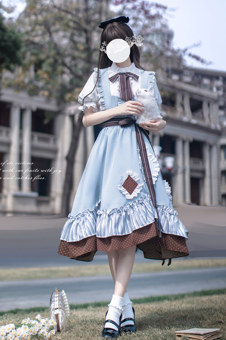 Blue Magic Vocal Club Sleeveless Print Jumper with Bow and Lace