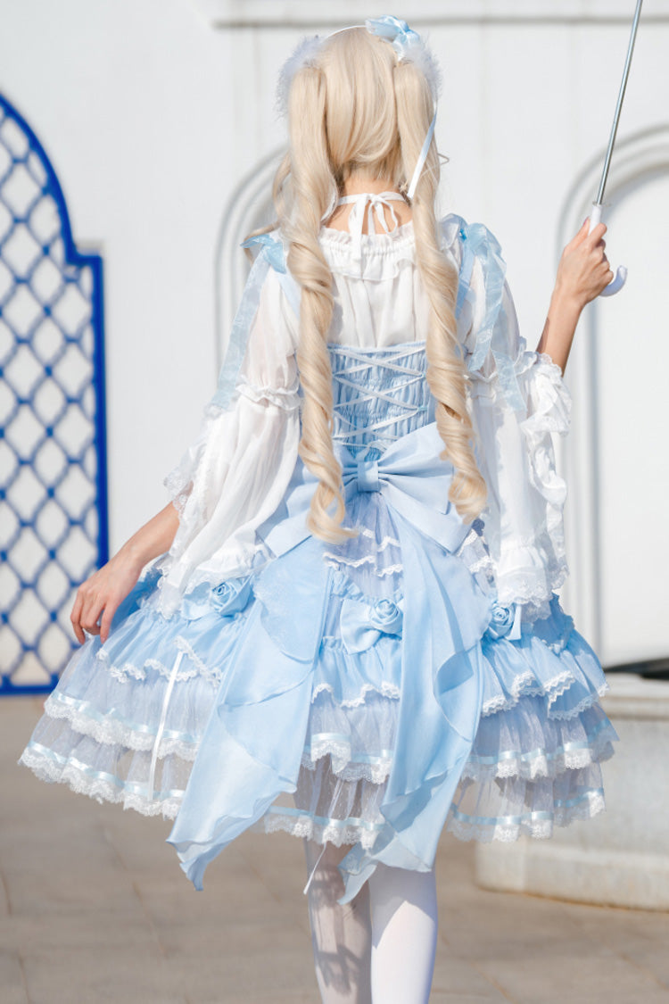 Elegant Lolita JSK Dress with Triple Layers and Lace - Moonlight Mirror, 2 Hues