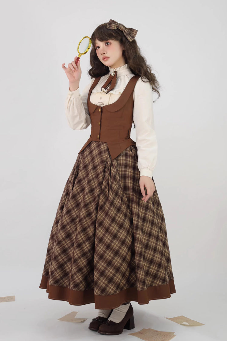 Broken Pocket Watch Print Detective Classic Full Skirt