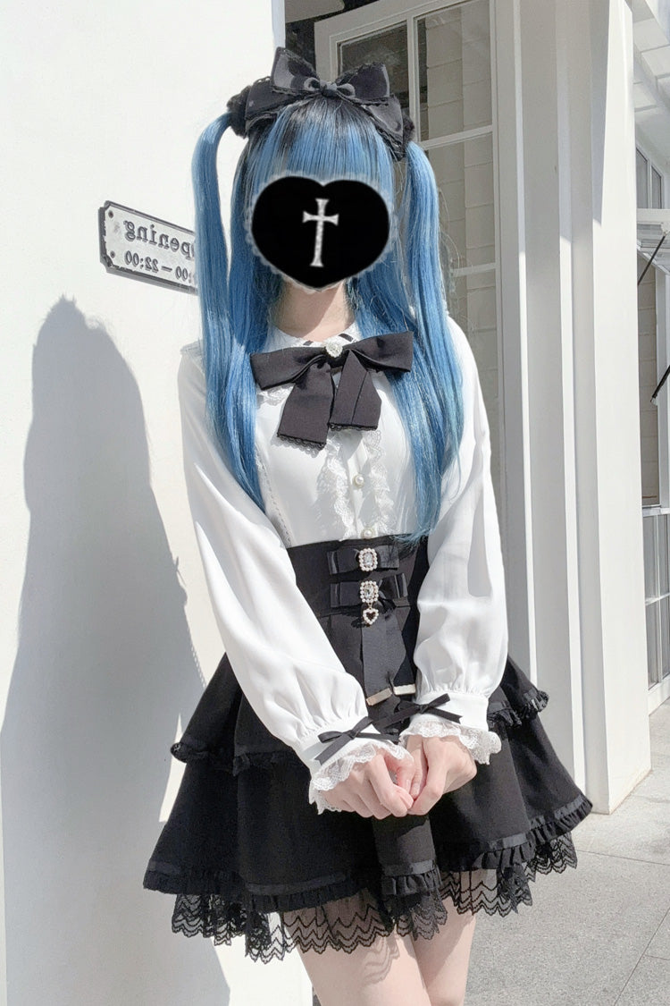 Bunny-Eared Bow and Lace Jirai Blouse in Three Shades