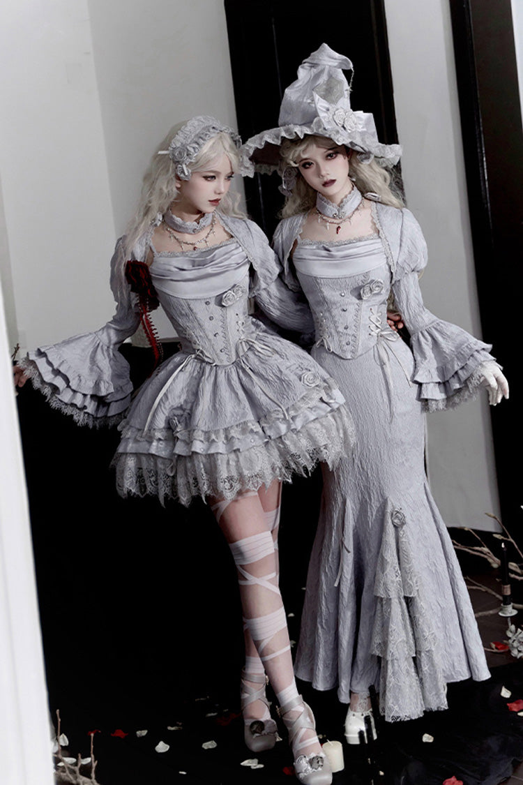 Gothic Witch Skirt with Multi-Layered Ruffle Lace