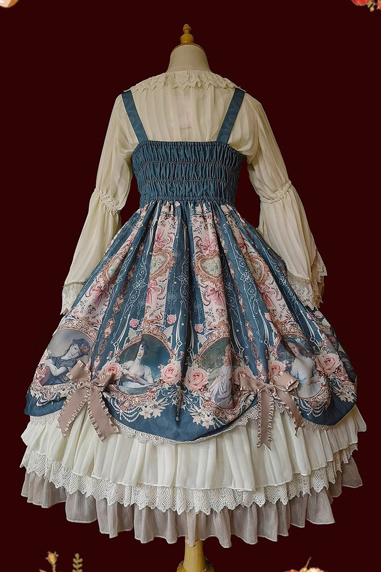Portrait of A Little Lady Classic Vintage Lolita JSK with Ruffle Bowknot