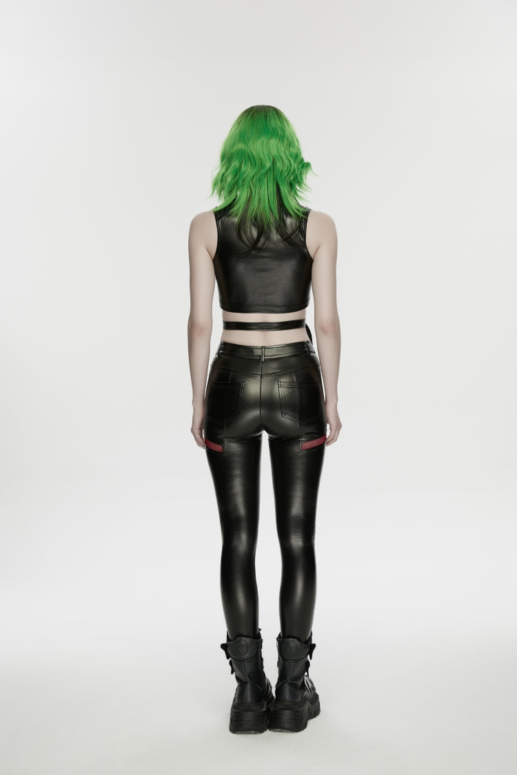 Scarlet & Black Cutout Mesh Panel Punk Leggings