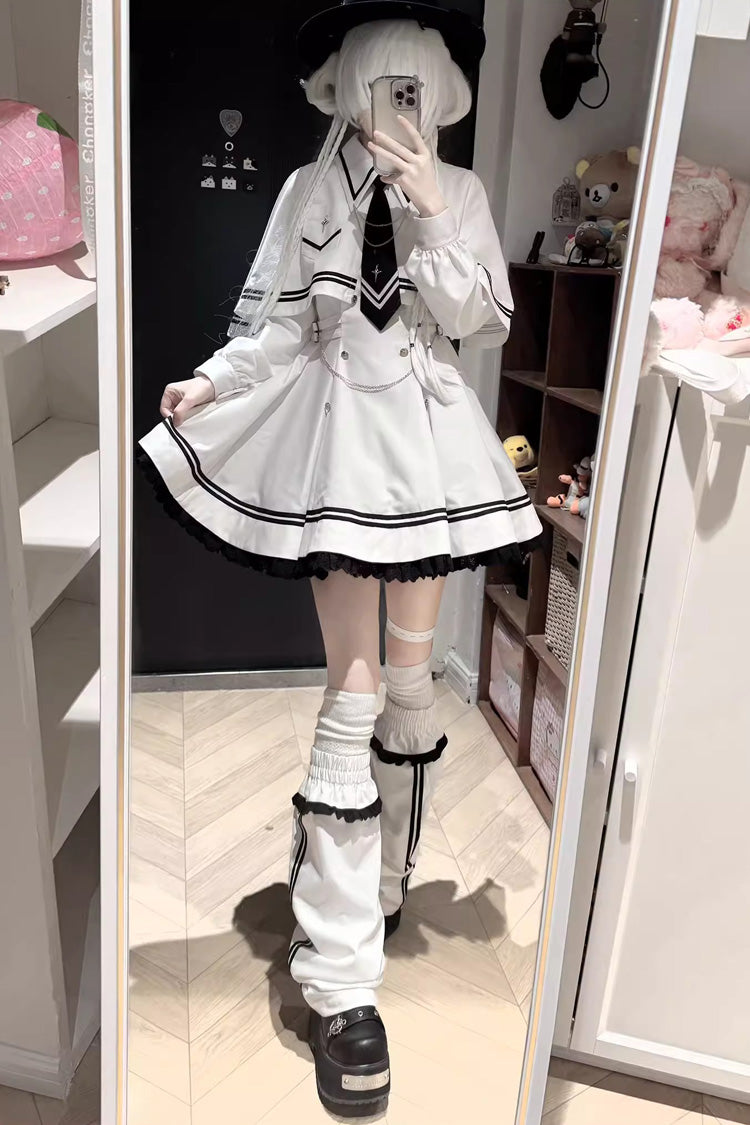 Long-Sleeve Ruffled Chain Gothic Jirai Kei Dress Set - Starlight Command