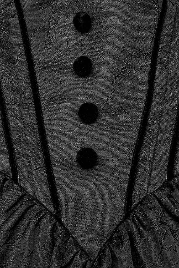 Gothic Dress with Puff Sleeves and Lace-Up Front
