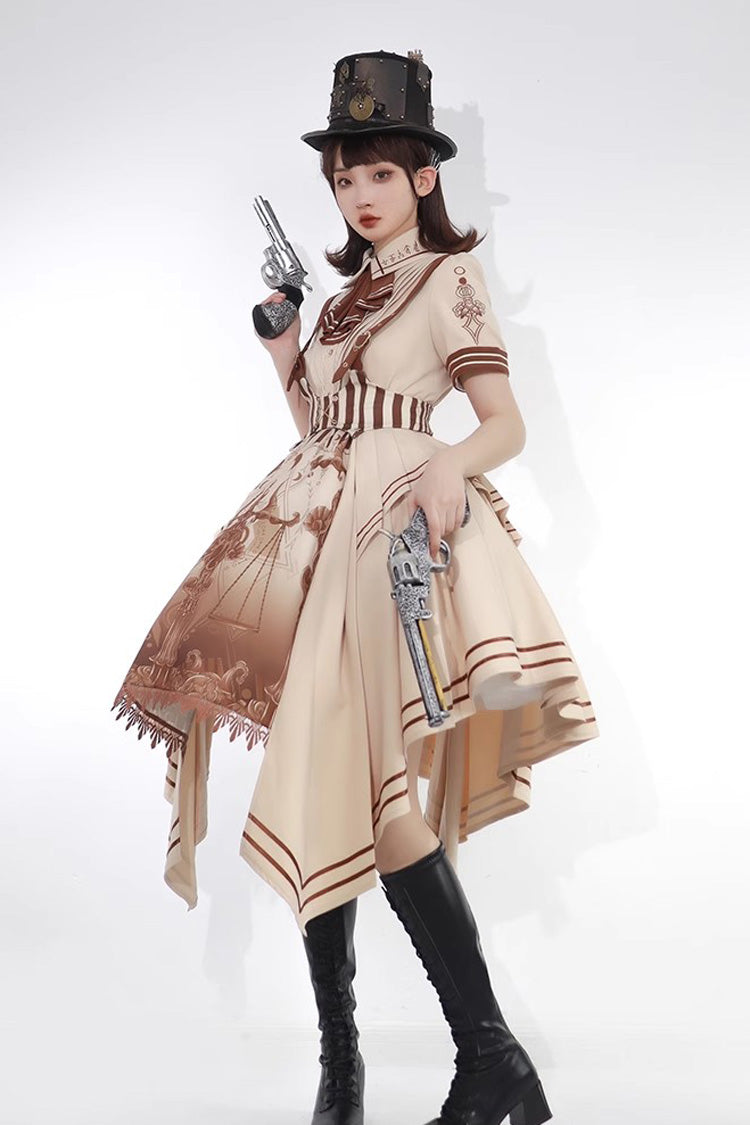 Cocoa Short Sleeve Libra Print Vintage Punk Lolita Dress