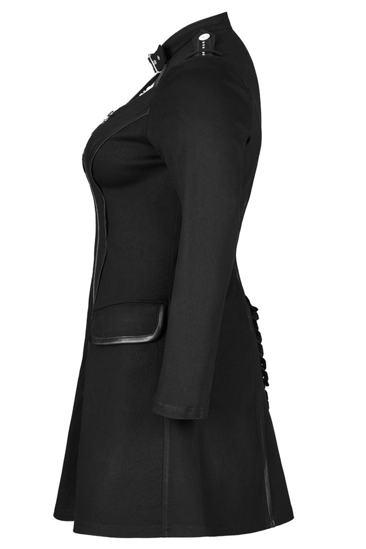 Stitched Knit Glued Fabric Slim Pocket Zipper Punk Dress