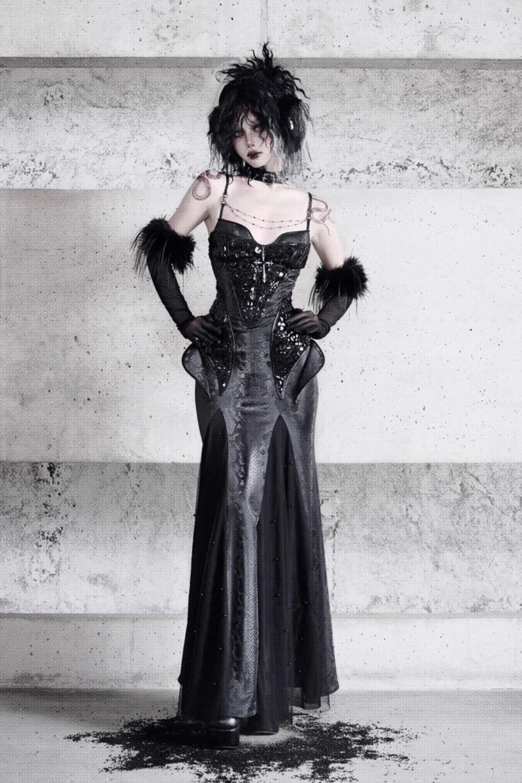 Black Print Stitching Sleeveless Gothic Lolita JSK Dress - Snake Eye Shadow