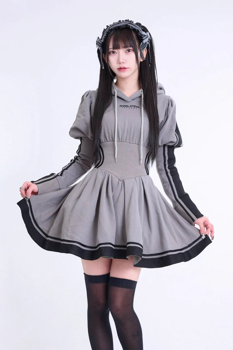 Punk Knit Midi Dress with Ribbon Accents - Jirai Kei