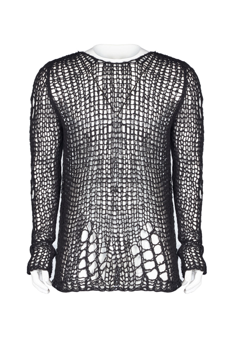 Steampunk Sweater for Men with Ripped Pullover Style