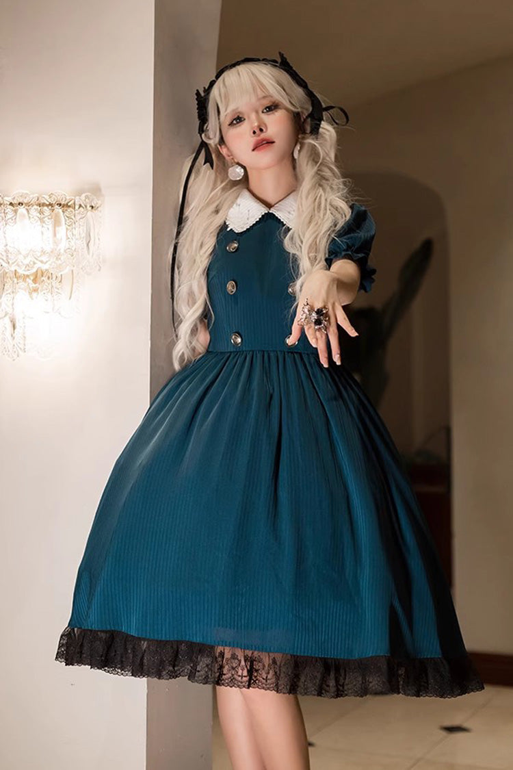 Emerald Deacon Apron Detachable Short-Sleeve Gothic Lolita Dress