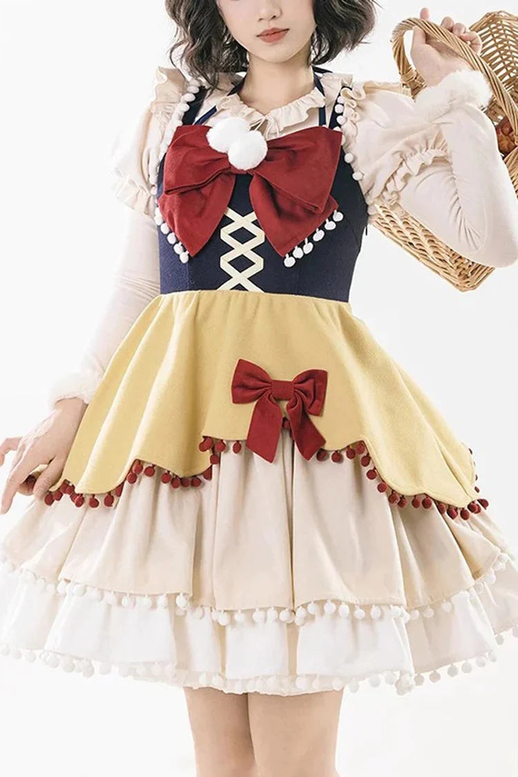 Confession Function Multi-Layer Ruffle Bowknot Color Block Sweet Lolita Jsk Dress