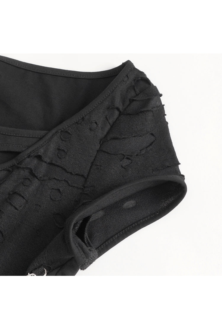 Steampunk Distressed Tee with Cutout Details for Women