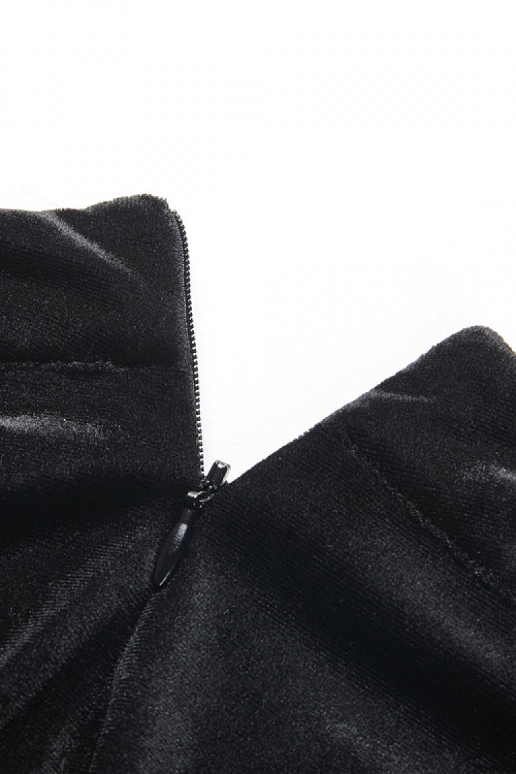 Sable Velour Lace-Trim Gothic Mermaid Skirt