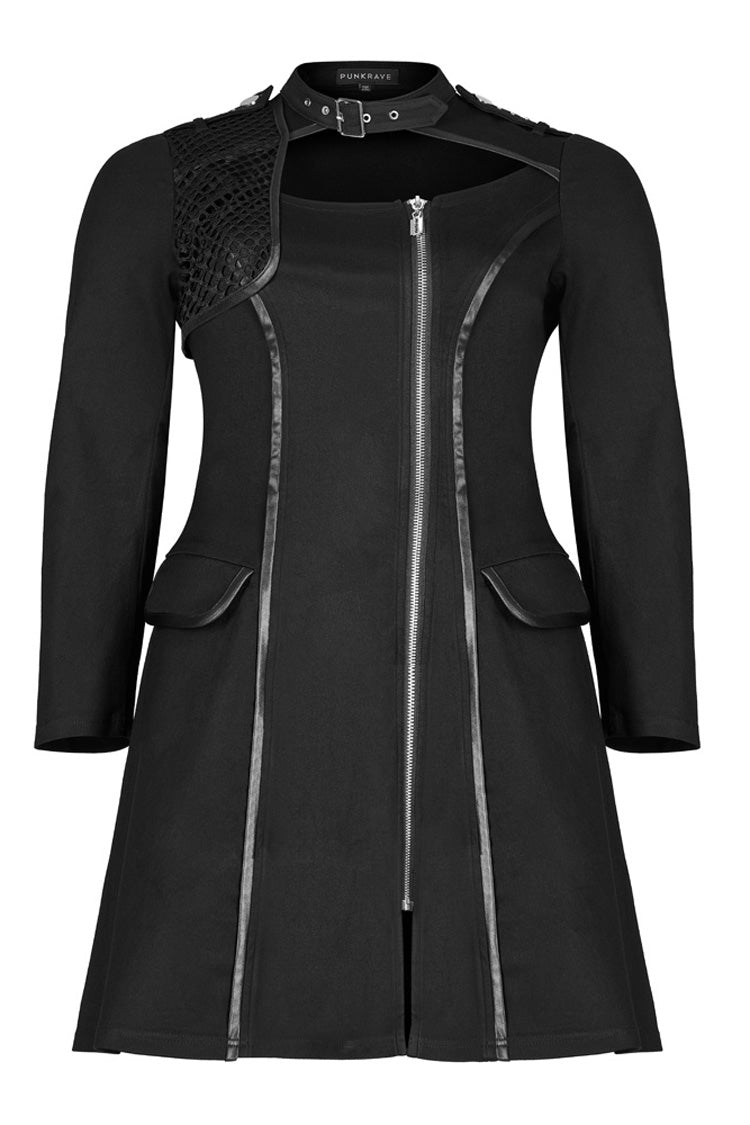Stitched Knit Glued Fabric Slim Pocket Zipper Punk Dress