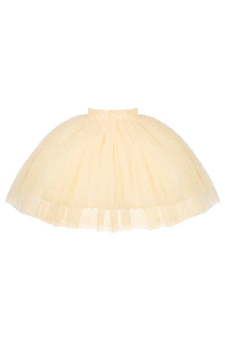 Yellow Off Shoulder Sweet Skirt with Lace and Bow - Sissi's Pilgrimage