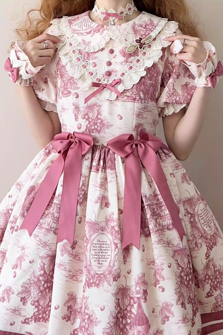 Grape Moon Lolita Dress - Short Sleeve, Multi-Layer Ruffle