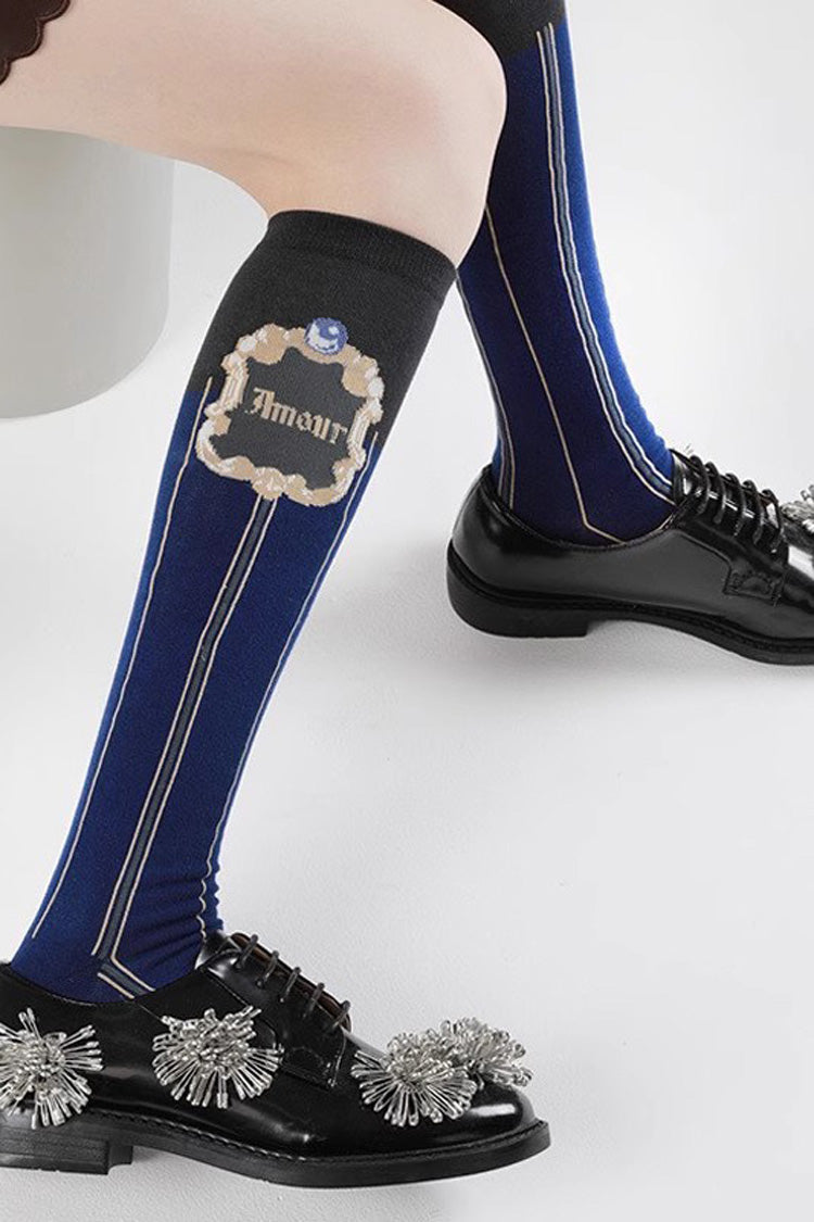 Adorable Pearl-Printed Knee-Length Lolita Hosiery in Four Shades