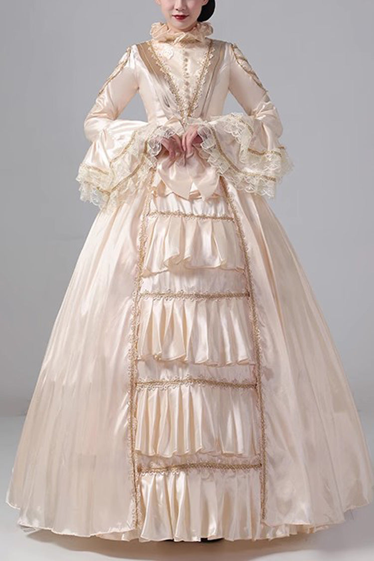 British Embroidered Medieval Victorian Gown - Vintage Court Style