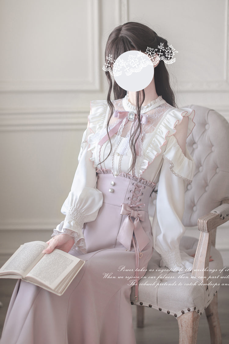 Pink Ruffle Slim Elegant Fishtail Skirt Dress - Sweet Lolita