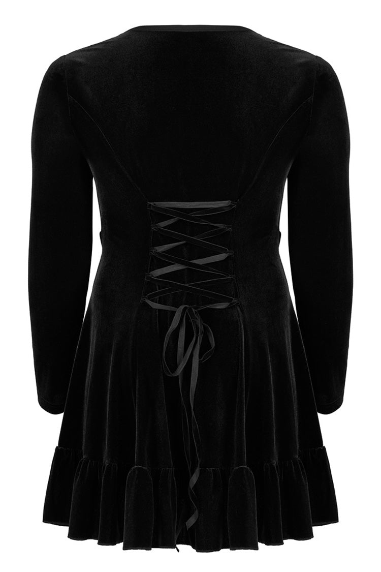 Stretch Velvet Chain Print Webbing Strap Plus Size Gothic Dress
