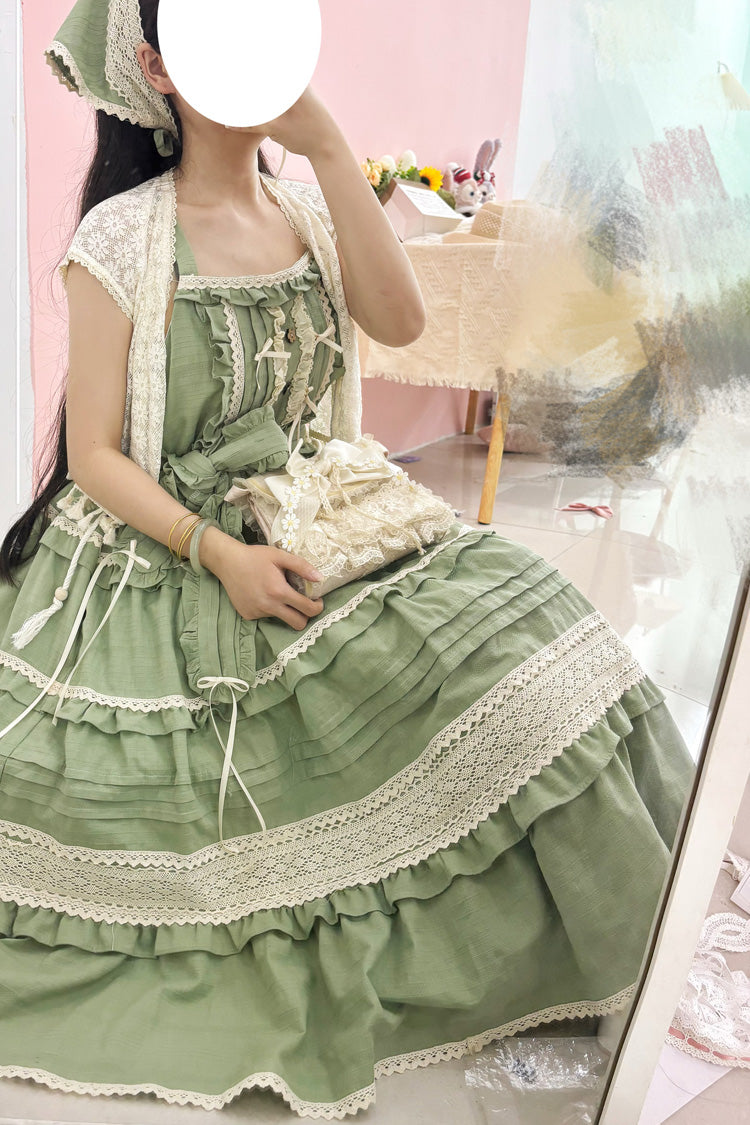 Ruffle Bowknot Lace Sweet Lolita JSK in 6 Colors - Summer Flower Tea