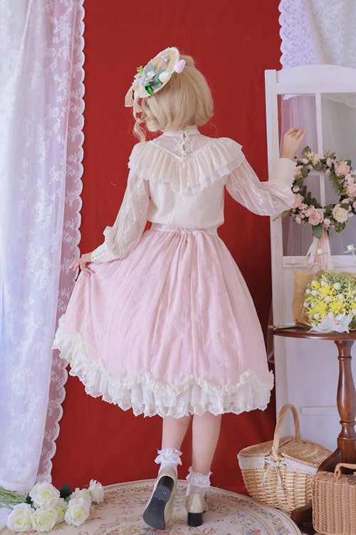 Rose Vintage Tulip Layered Ruffled Lolita Skirt Dress