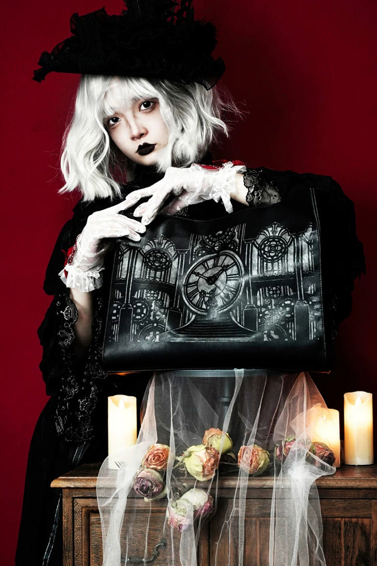 Printed Gothic Lolita Handbag in Black