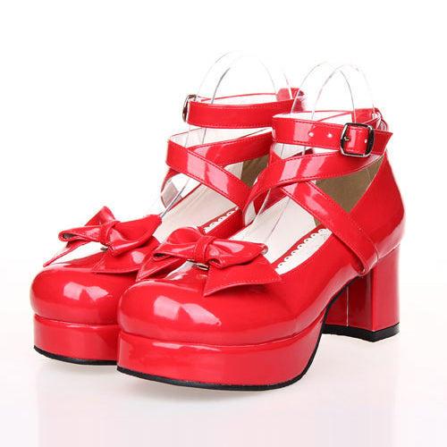 Ribbon Royal Rounded-Toe Lolita High-Heel Pumps