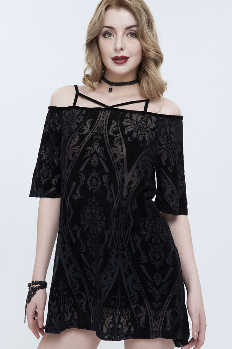 Print Front Long Back Slit Off-Shoulder Punk Dress