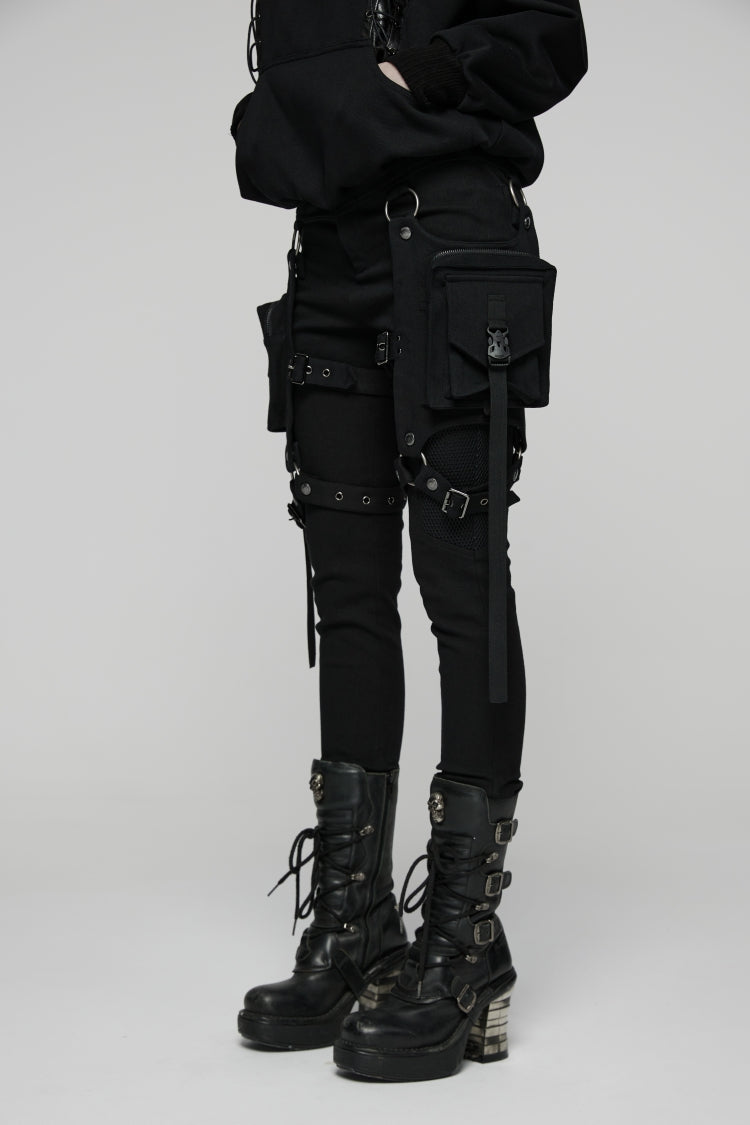 Detachable Eyelet Military Punk Trousers for Women