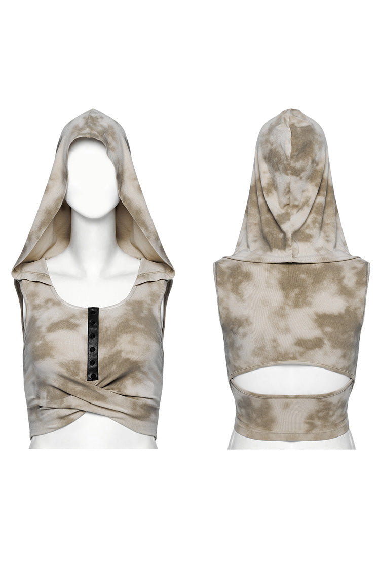 Punk Tank Top with Cutout and Hood