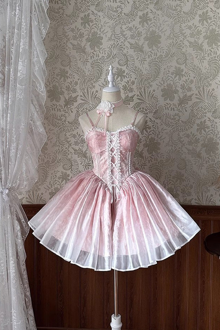Blush Sleeveless Ruffle Bow Sweet Princess Corset Bridesmaid JSK Dress