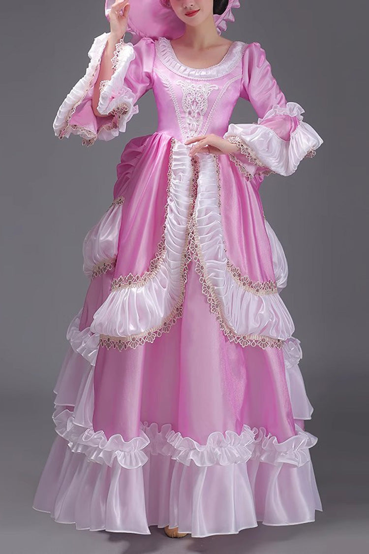 European Princess Dress with Multi-Layer Ruffles, Long Sleeves