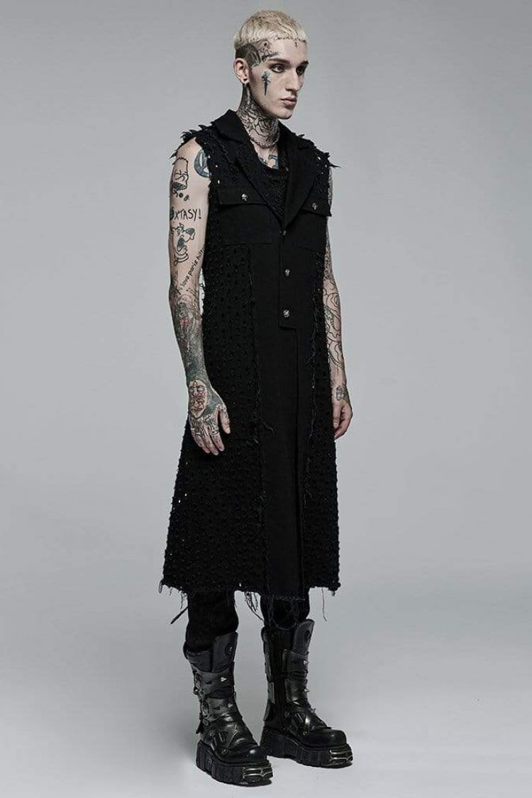 Ripped Steampunk Long Vest for Men