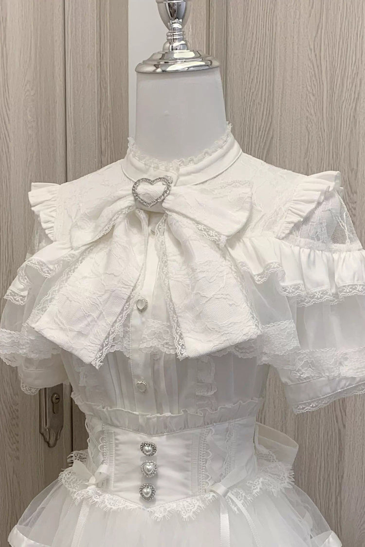 Sweet Ruffle Bowknot Lace Jirai Kei Japanese Blouse - 2 Colors