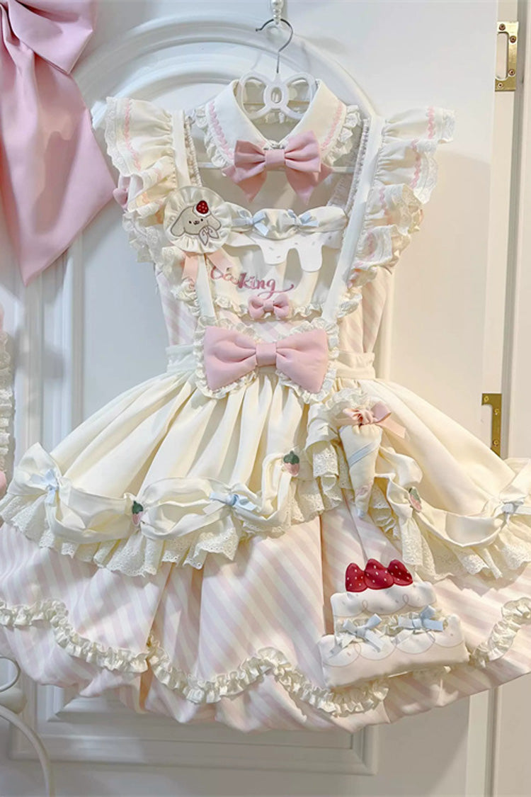 Puppy Pastry Chef Asymmetric Sweet Lolita Dress with Printed Ruffles