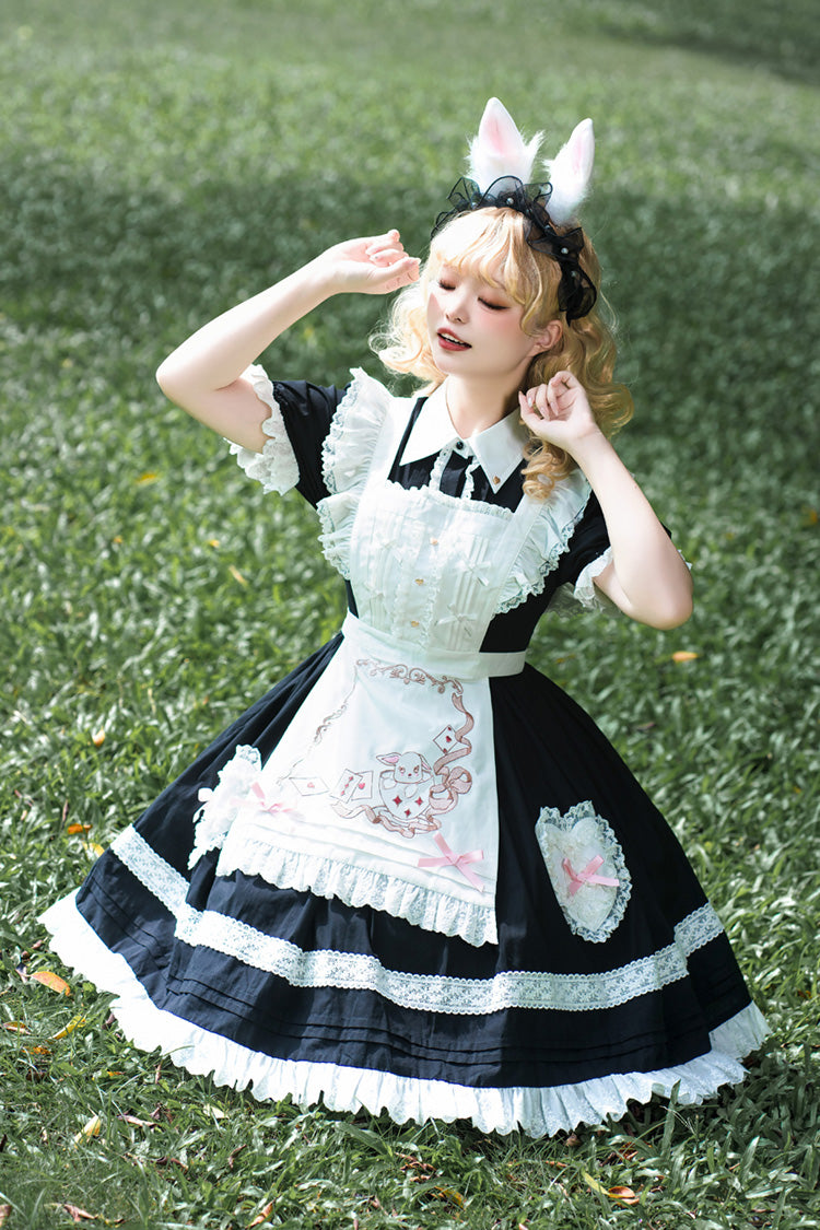 Black Alice Long-Sleeved Ruffle Lace Sweet Princess Lolita Jumper Dress