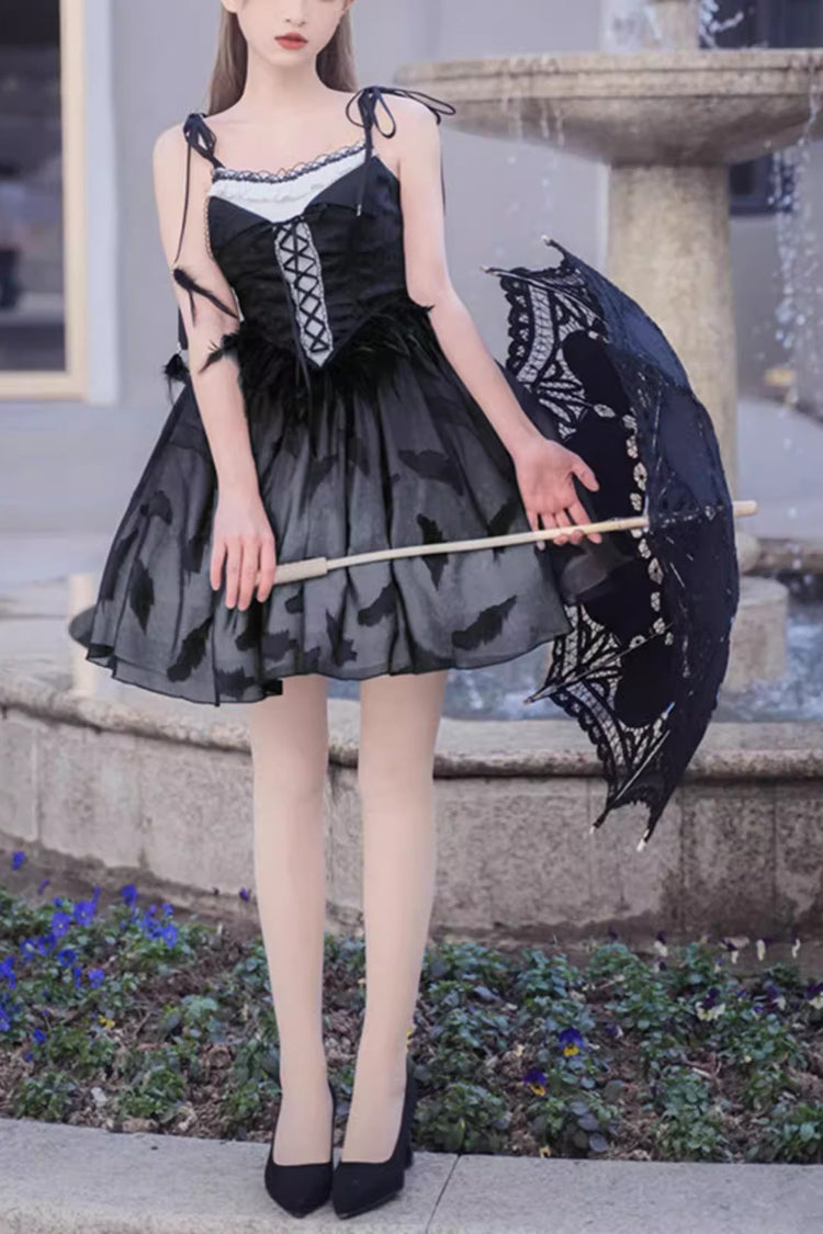 Gothic Lolita JSK Dress with Black Swan Ballet Print