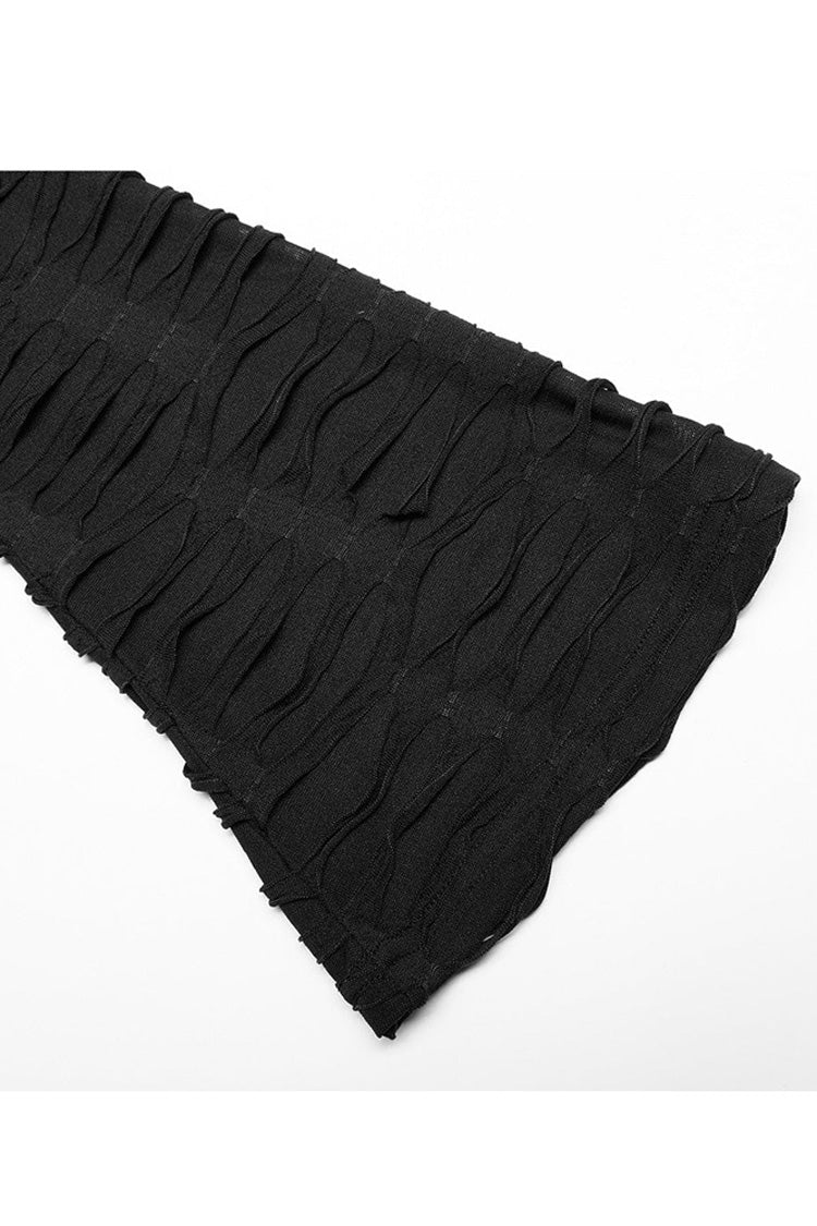 Jet-Black Stretch Knit Tee with Twisted Detail for Women
