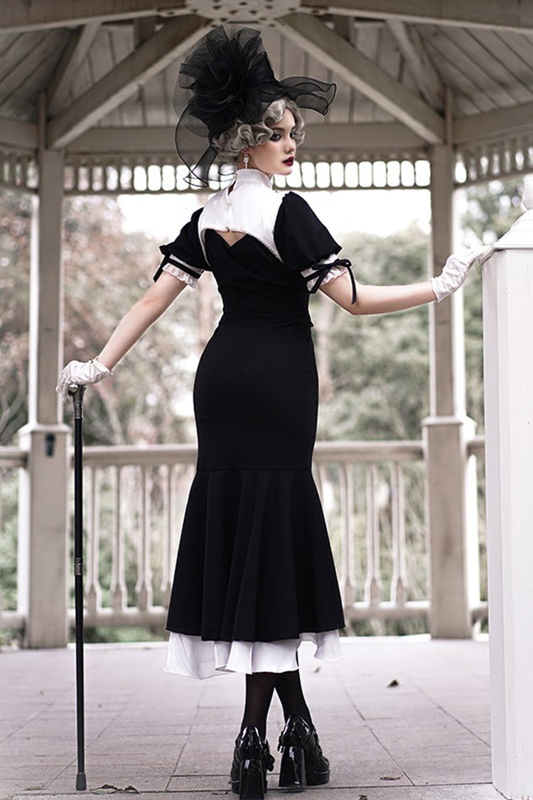 Gothic Lolita Nun-Inspired Lace Ensemble with Sheer Details