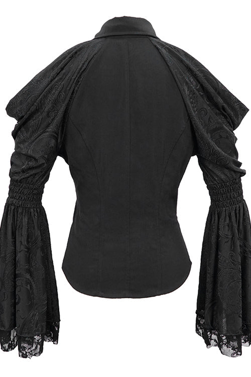 Off-Shoulder Trumpet Sleeve Gothic Blouse for Women