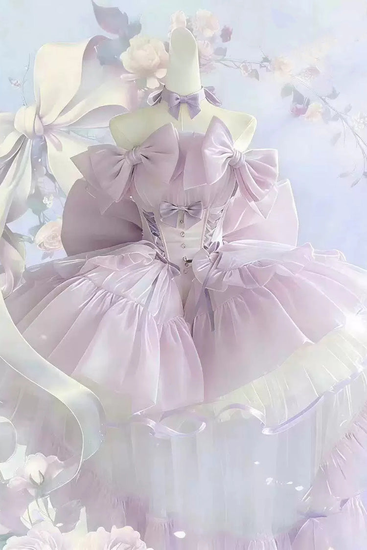 Violet Twin Spirits Sleeveless Ruffled Bow Lace-Up Princess Lolita Gown