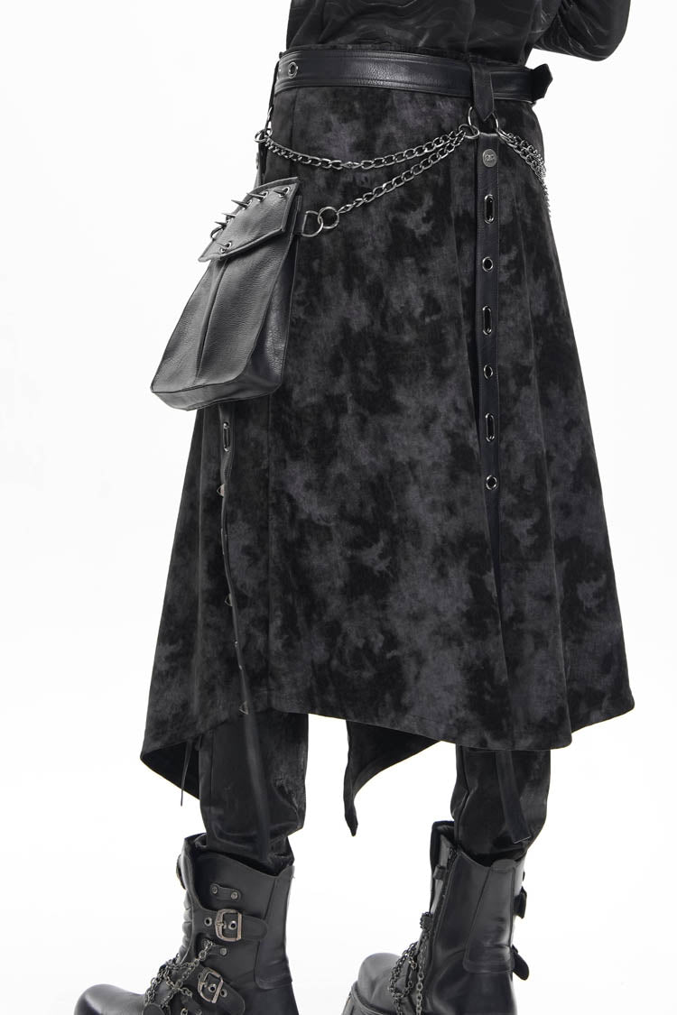 Men's Gothic Skirt with Rivet Buckle and Chain Detail