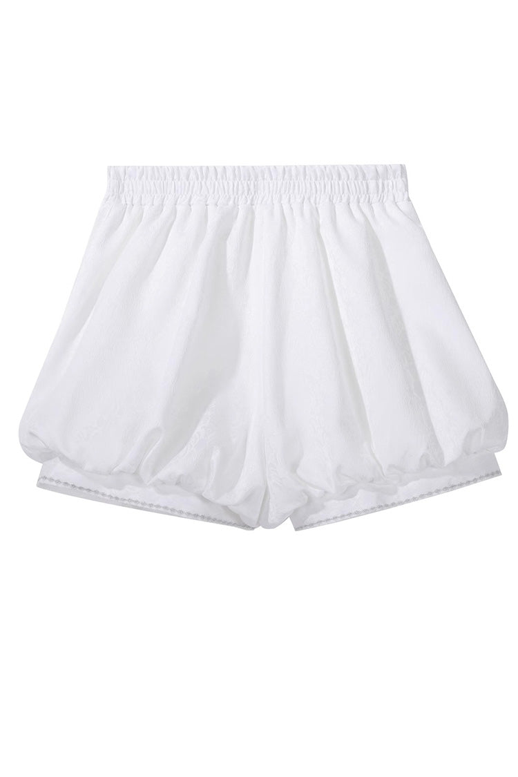 Ivory Prince Shorts with Chinese Style Ruffles - Dragon Bones