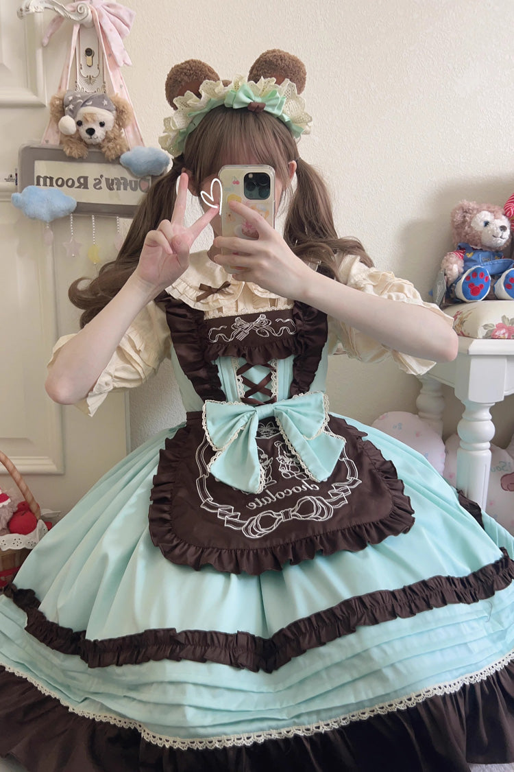 Chocolate Ruffle Bow Mille Crepe Jsk Dress - Sweet Princess Lolita