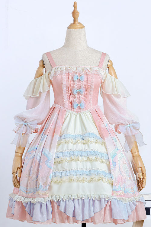 Cloud Bowknot Strapless Ruffled OP Gown