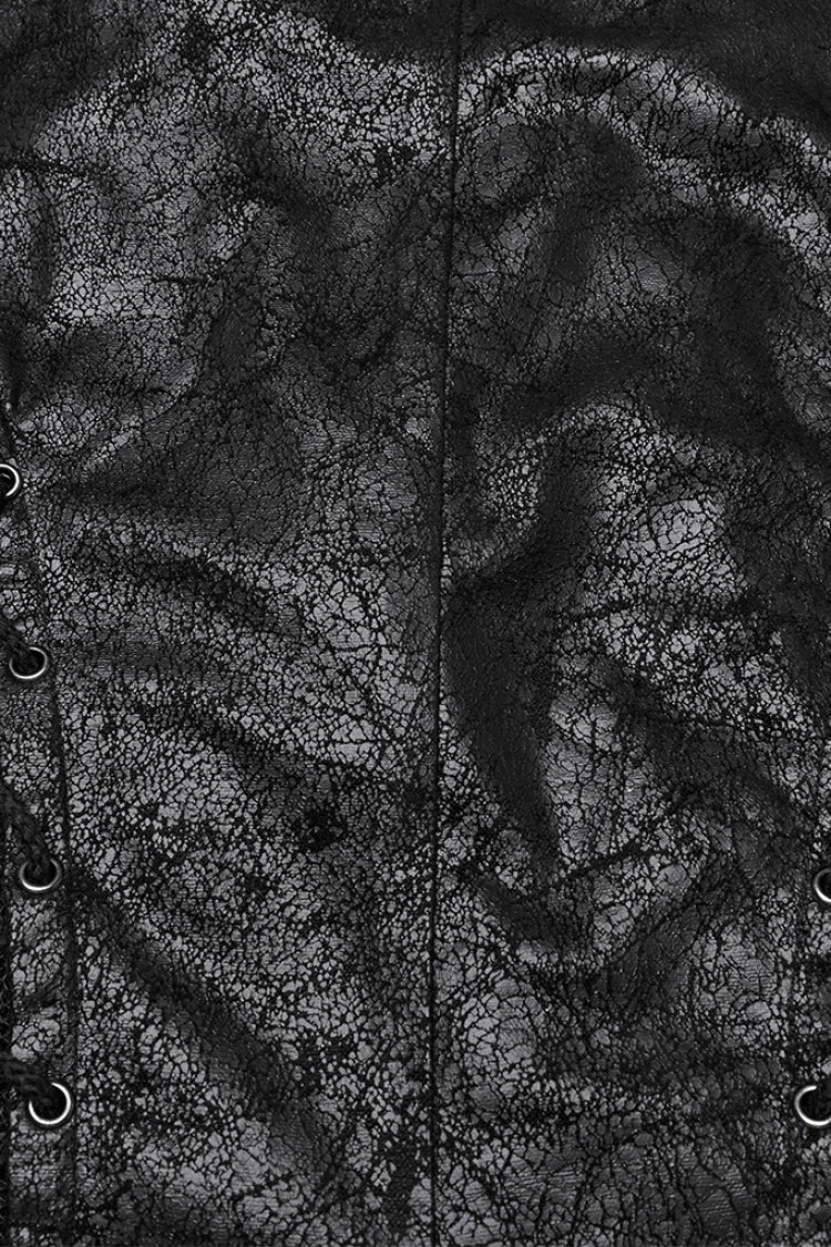 Nocturnal Lace-Up Mesh Sleeveless Gothic Waistcoat with V-Neck
