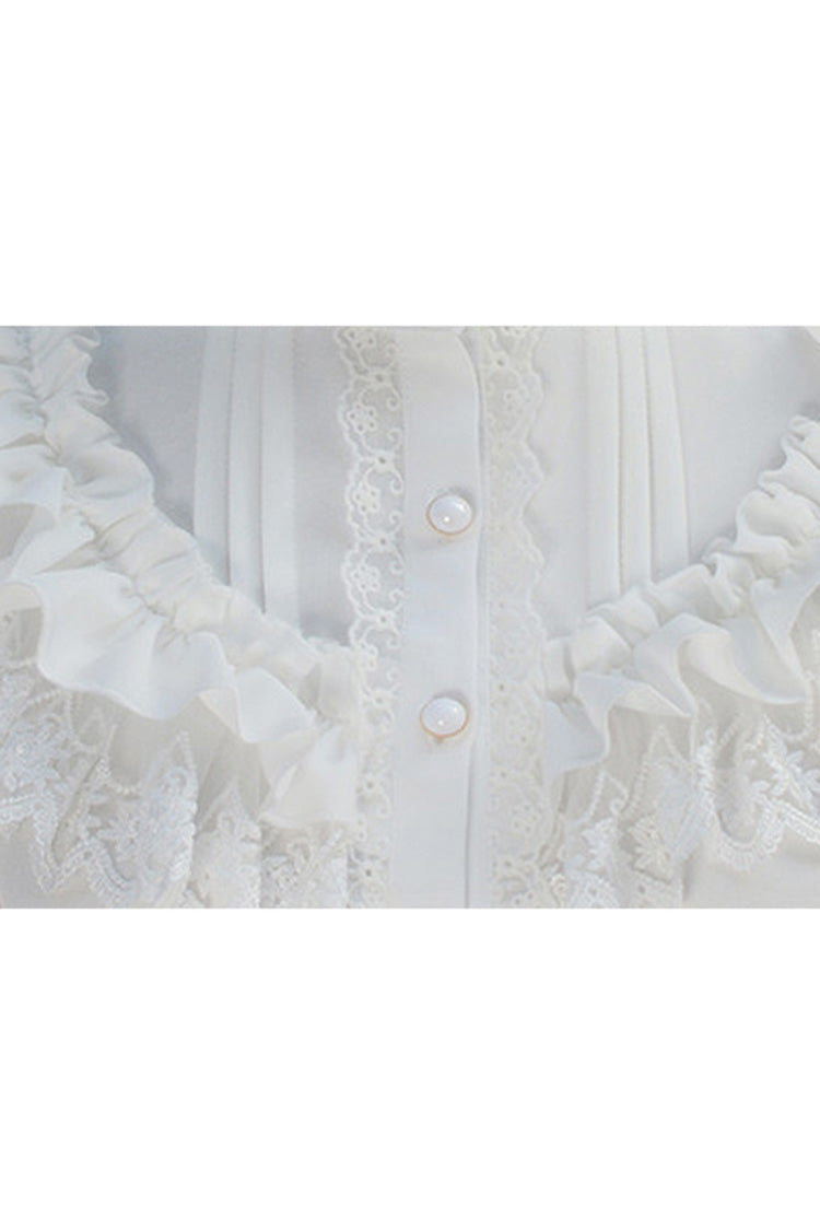 Lantern Sleeve Stand Collar Bow Tie Classic Lolita Blouse, Four Shades