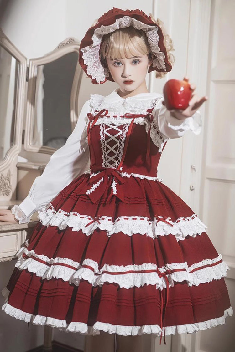 Red/White Sleeveless Bowknot Multi-Layer Sweet Lolita Jsk Dress